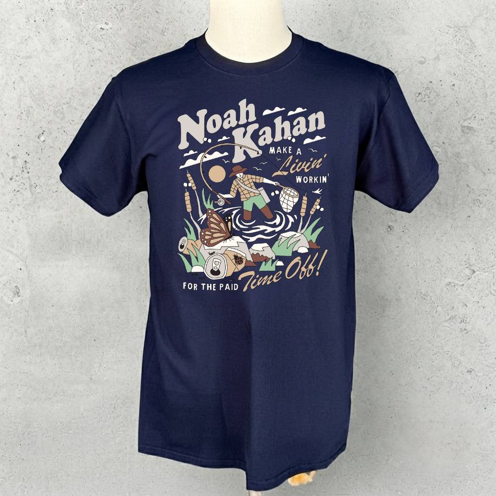 Noah Kahan Make a Livin Workin For the Paid Time Off Vintage Navy T-Shirt